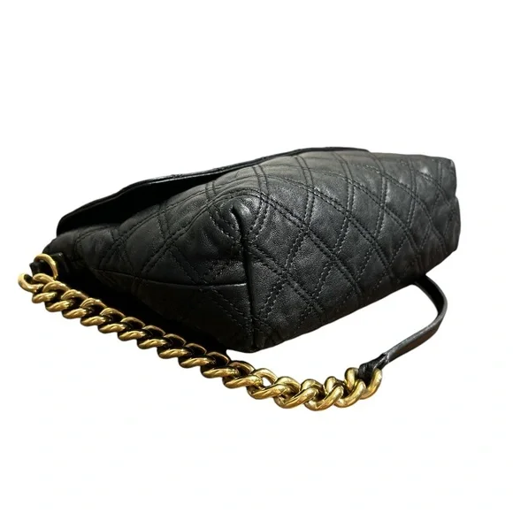 Marc Jacobs Black Quilted Shoulder Bag with Gold Chain